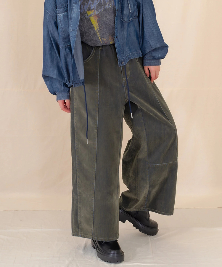 ぎゅな☺︎　0330 Mili Plus/ミリプラス フロッキーイージーデニムパンツ (WOMENS