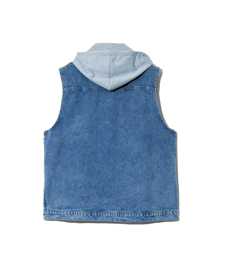 GENTIL/ジャンティー デニムx裏毛フードベスト (WOMENS