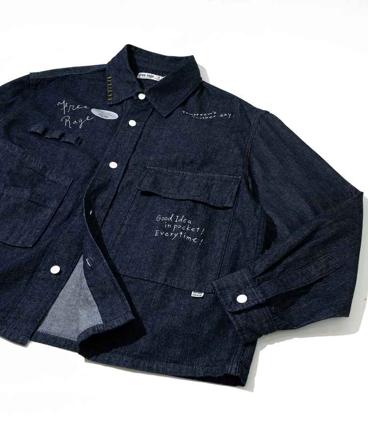 go slow caravan(ゴースローキャラバン) |【GSC別注】FREE RAGE/フリーレイジ 10oz DENIM CPOシャツ Play Work ver‐ (MENS)