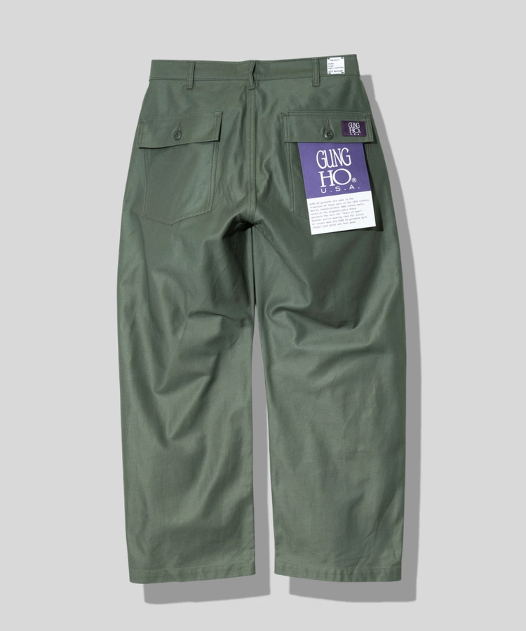 go slow caravan(ゴースローキャラバン) |GUNG HO/ガンホー BACK STAIN 4POCKETS WIDE FATIGUE TROUSER (MENS)