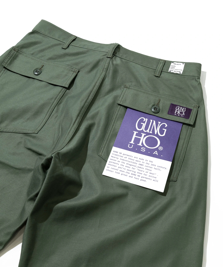 go slow caravan(ゴースローキャラバン) |GUNG HO/ガンホー BACK STAIN 4POCKETS WIDE FATIGUE TROUSER (MENS)