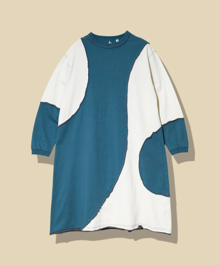 go slow caravan(ゴースローキャラバン) |USA/Cカットオフ歪み切替ロングスリーブワンピース (WOMENS)