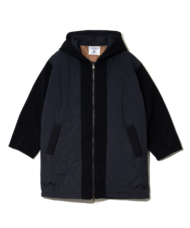 GENTIL/ジャンティー ナイロンキルトフードコート (WOMENS