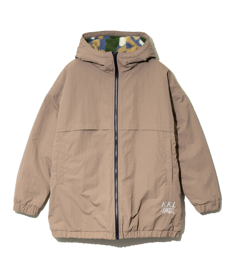 KAKELA&TRANQUIL/カケラ&トランクイル 柄ボアxナイロンリバーシブル