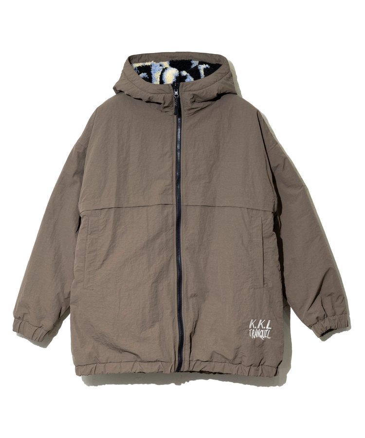 KAKELA&TRANQUIL/カケラ&トランクイル 柄ボアxナイロンリバーシブル