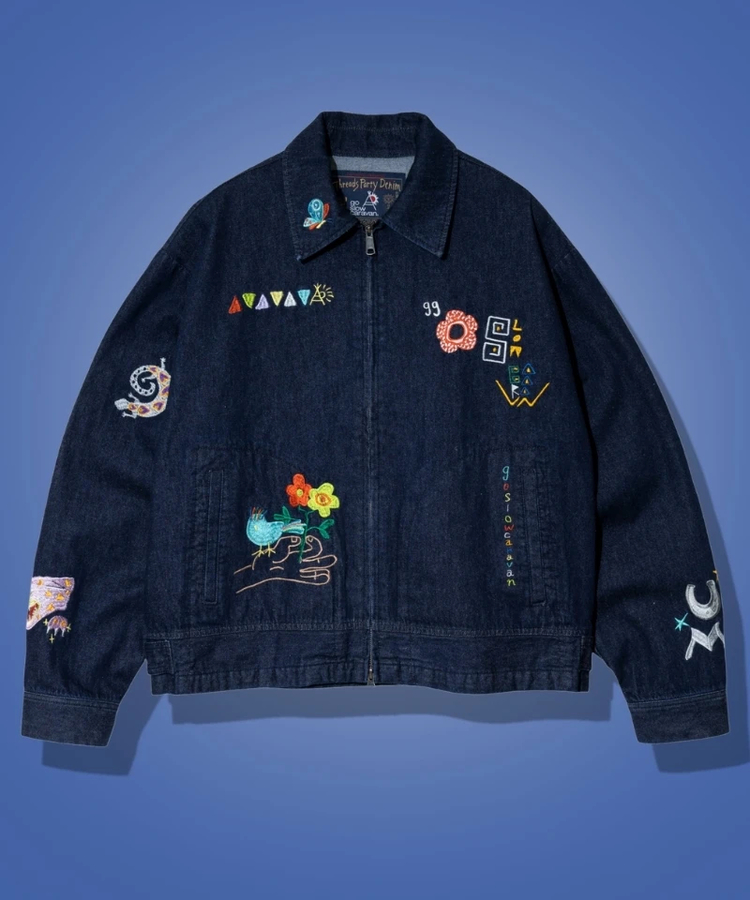 go slow caravan(ゴースローキャラバン) |Threads Party Denim 刺繍トラッカージャケット (MENS/WOMENS)