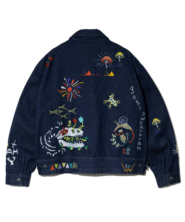 go slow caravan(ゴースローキャラバン) |Threads Party Denim 刺繍トラッカージャケット (MENS/WOMENS)
