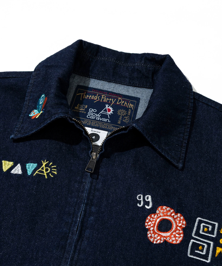 go slow caravan(ゴースローキャラバン) |Threads Party Denim 刺繍トラッカージャケット (MENS/WOMENS)