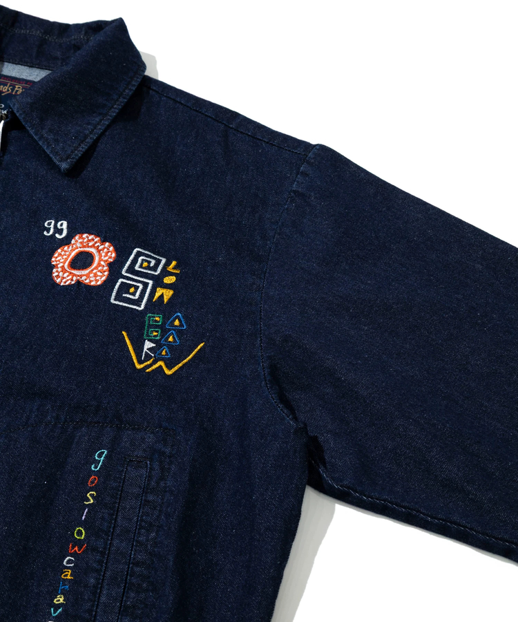 go slow caravan(ゴースローキャラバン) |Threads Party Denim 刺繍トラッカージャケット (MENS/WOMENS)