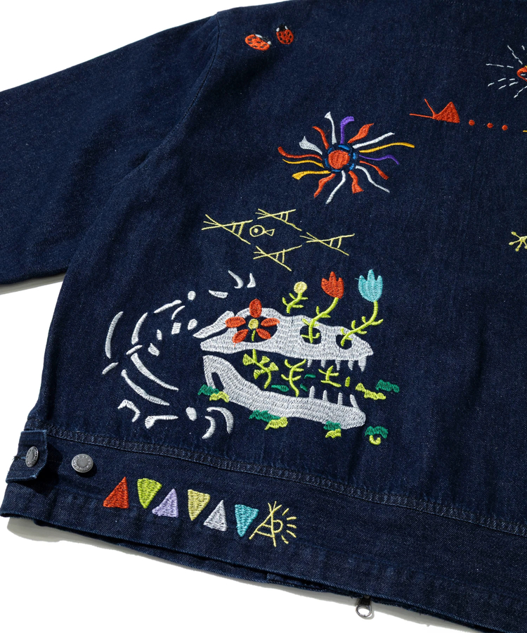 go slow caravan(ゴースローキャラバン) |Threads Party Denim 刺繍トラッカージャケット (MENS/WOMENS)