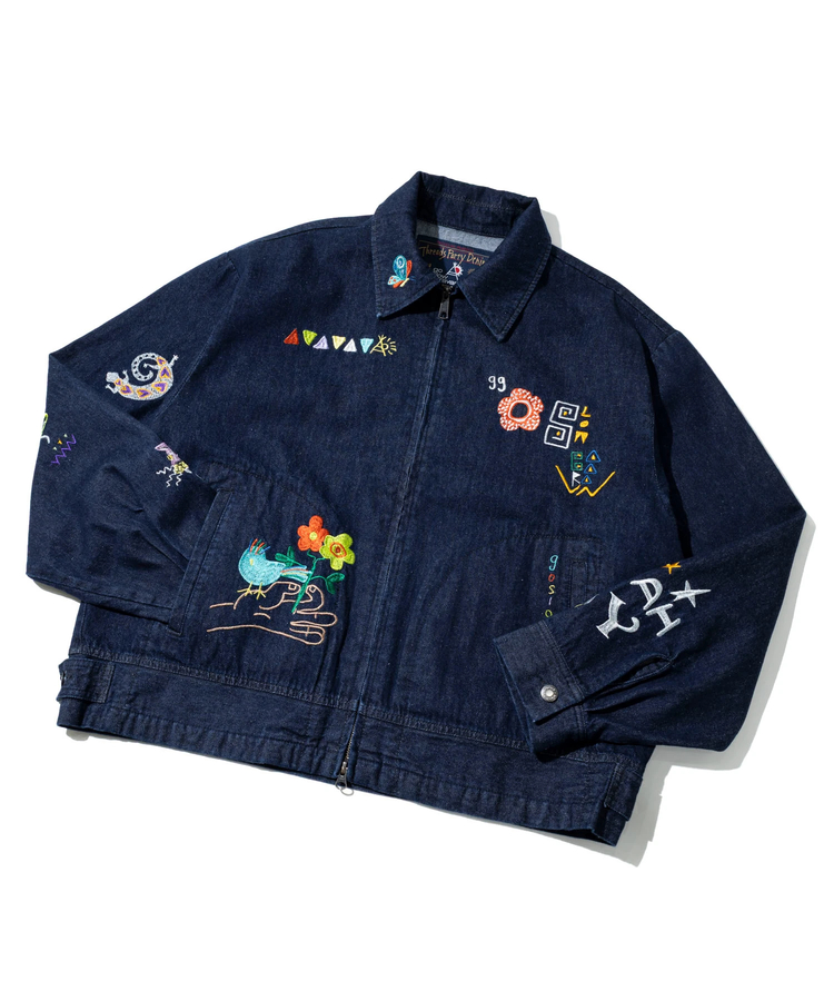 go slow caravan(ゴースローキャラバン) |Threads Party Denim 刺繍トラッカージャケット (MENS/WOMENS)