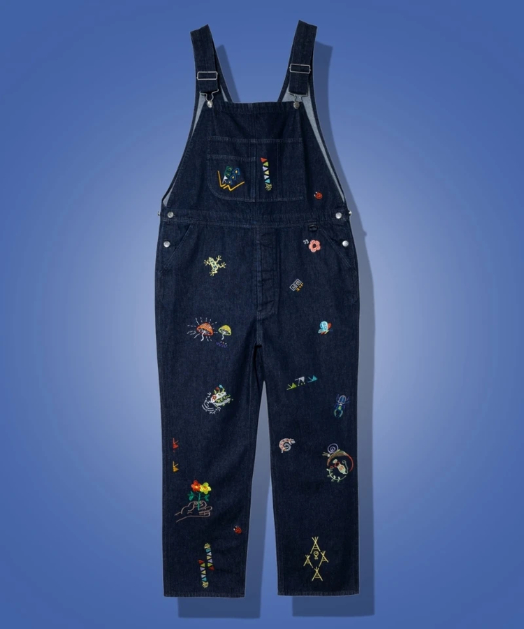 go slow caravan(ゴースローキャラバン) |Threads Party Denim 刺繍オーバーオール (MENS/WOMENS)