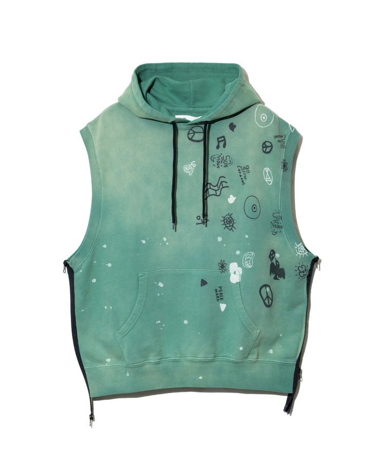 go slow caravan(ゴースローキャラバン) |UNIQUEインレイ G/D サイドZIP フーディーベスト (MENS)