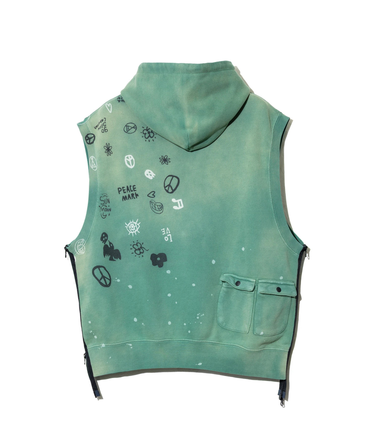 go slow caravan(ゴースローキャラバン) |UNIQUEインレイ G/D サイドZIP フーディーベスト (MENS)