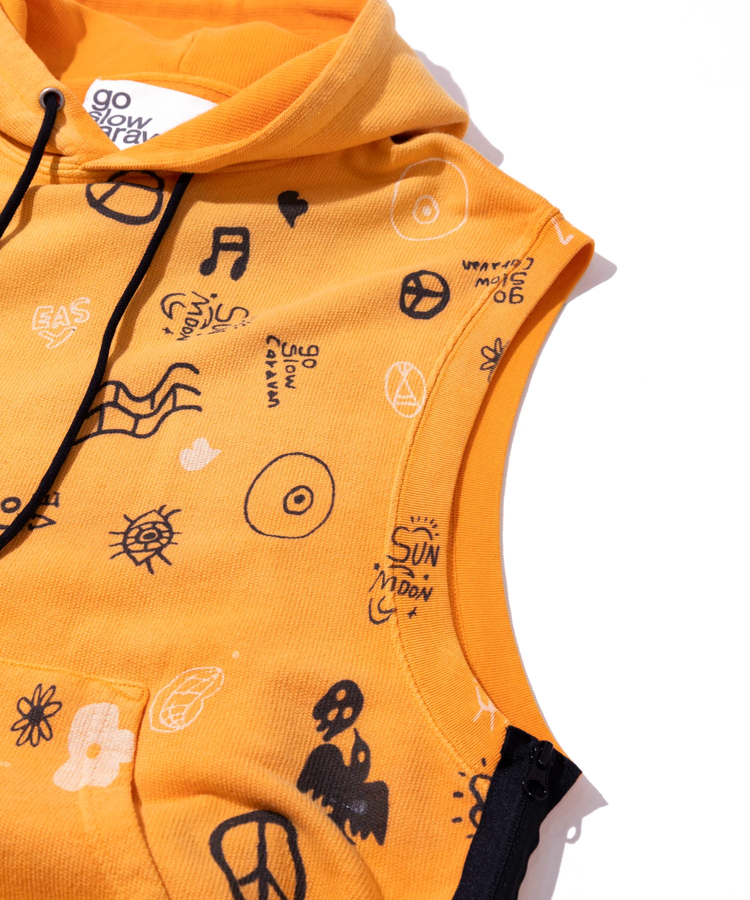 go slow caravan(ゴースローキャラバン) |UNIQUEインレイ G/D サイドZIP フーディーベスト (MENS)