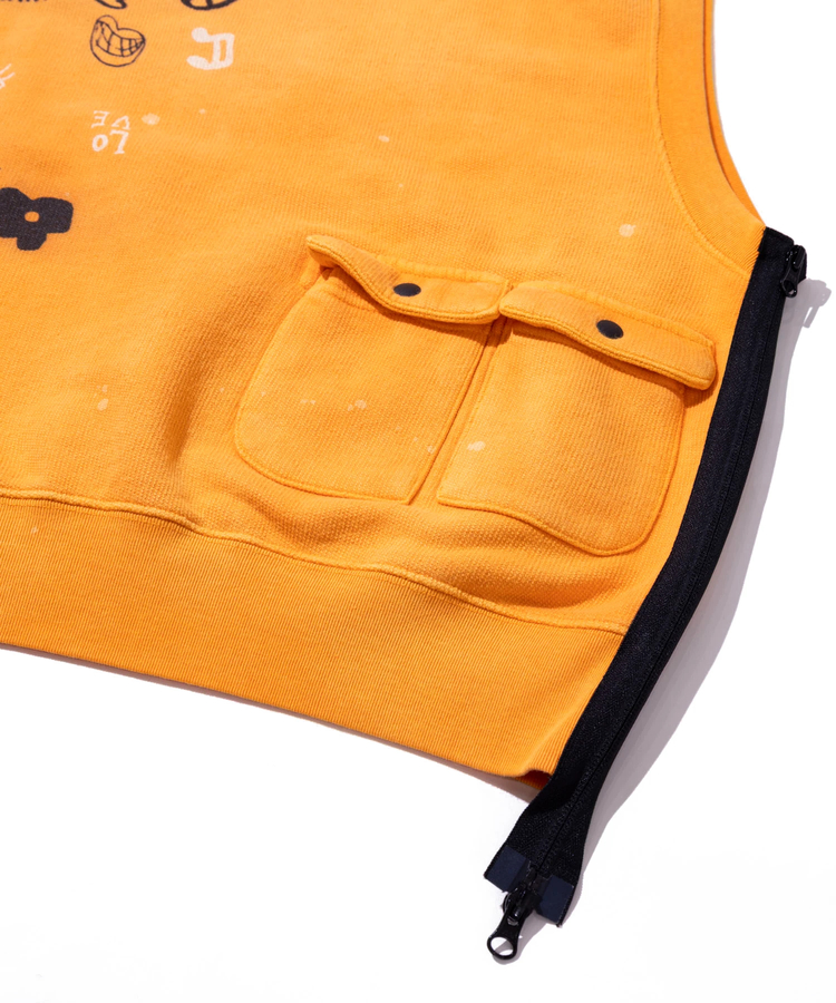 go slow caravan(ゴースローキャラバン) |UNIQUEインレイ G/D サイドZIP フーディーベスト (MENS)