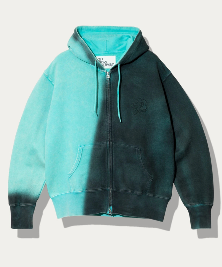 go slow caravan(ゴースローキャラバン) |UNIQUEインレイG/D 2TONE スプレーカラー  ZIP フーディー (MENS)