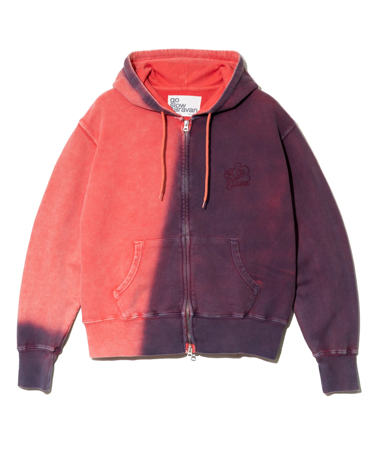 go slow caravan(ゴースローキャラバン) |UNIQUEインレイG/D 2TONE スプレーカラー  ZIP フーディー (MENS)