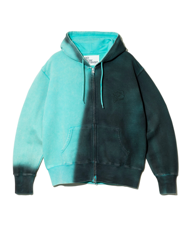 go slow caravan(ゴースローキャラバン) |UNIQUEインレイG/D 2TONE スプレーカラー  ZIP フーディー (MENS)