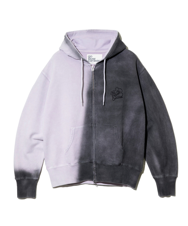 go slow caravan(ゴースローキャラバン) |UNIQUEインレイG/D 2TONE スプレーカラー  ZIP フーディー (MENS)