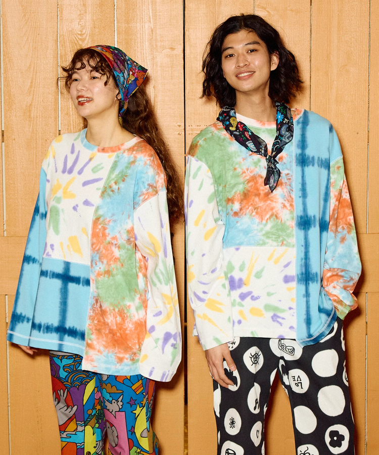 go slow caravan(ゴースローキャラバン) |32/1三本引き揃えヘビー天竺 TIE DYE切替 L/S TEE (MENS)