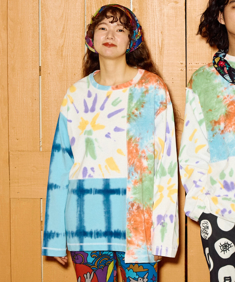 go slow caravan(ゴースローキャラバン) |32/1三本引き揃えヘビー天竺 TIE DYE切替 L/S TEE (MENS)
