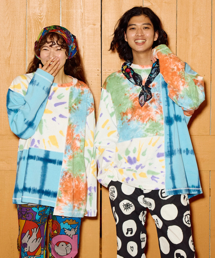 go slow caravan(ゴースローキャラバン) |32/1三本引き揃えヘビー天竺 TIE DYE切替 L/S TEE (MENS)