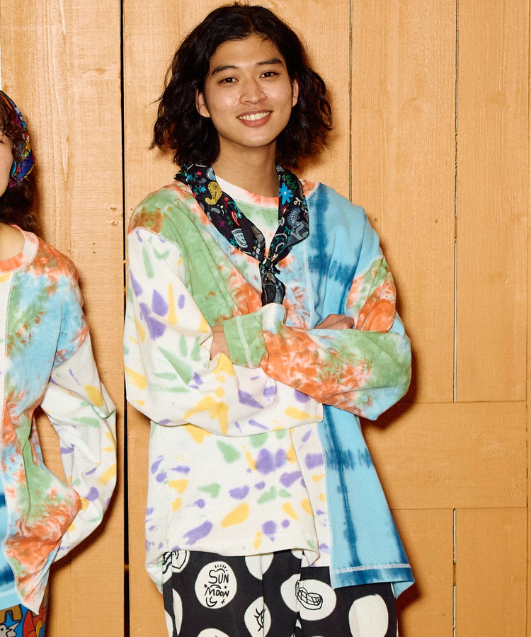 go slow caravan(ゴースローキャラバン) |32/1三本引き揃えヘビー天竺 TIE DYE切替 L/S TEE (MENS)
