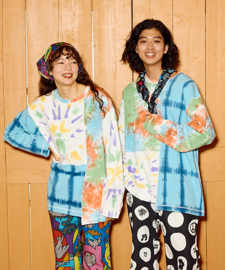 go slow caravan(ゴースローキャラバン) |32/1三本引き揃えヘビー天竺 TIE DYE切替 L/S TEE (MENS)