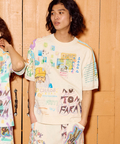 go slow caravan(ゴースローキャラバン) |32/1三本引き揃えヘビー天竺 落書きカオス ラグラン  TEE (MENS)