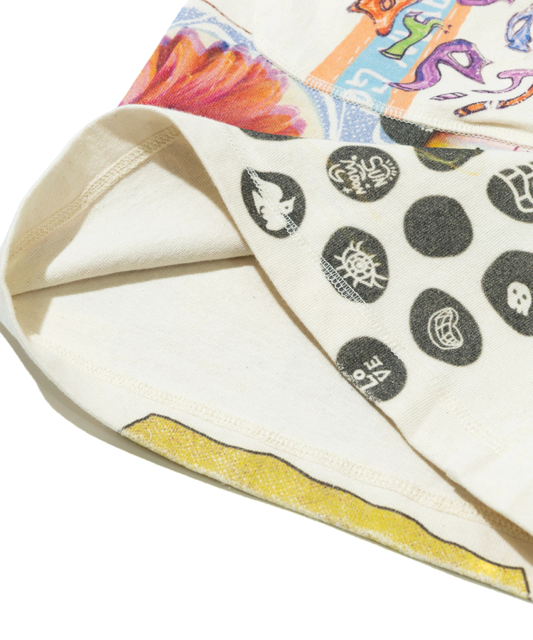 go slow caravan(ゴースローキャラバン) |32/1三本引き揃えヘビー天竺 落書きカオス TRA ハーフパンツ (MENS)