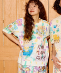 go slow caravan(ゴースローキャラバン) |32/1三本引き揃えヘビー天竺TIE DYE 落書きカオス ラグラン TEE (MENS)