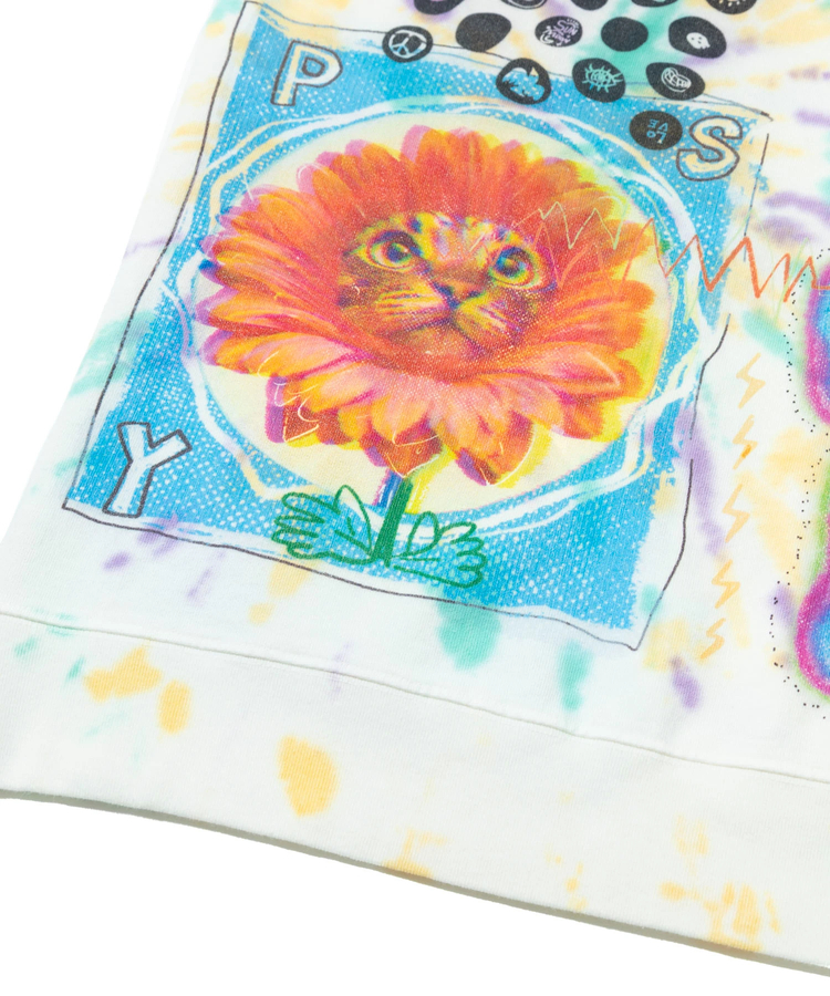 go slow caravan(ゴースローキャラバン) |32/1三本引き揃えヘビー天竺TIE DYE 落書きカオス ラグラン TEE (MENS)