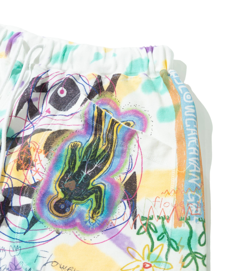 go slow caravan(ゴースローキャラバン) |32/1三本引き揃えヘビー天竺 TI落書きカオス TRA ハーフパンツ (MENS)