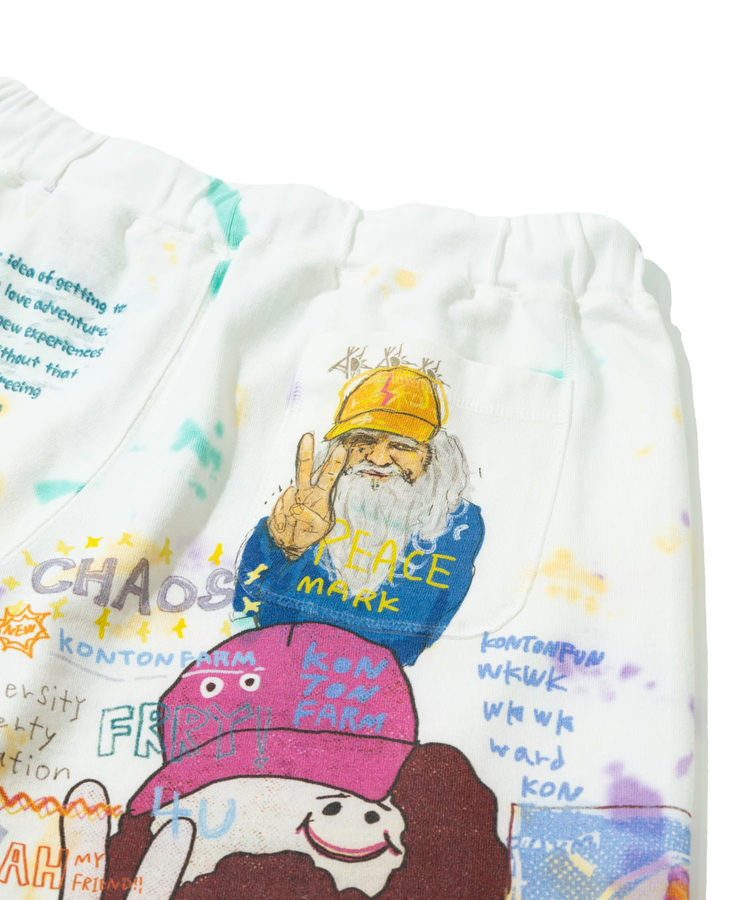 go slow caravan(ゴースローキャラバン) |32/1三本引き揃えヘビー天竺 TI落書きカオス TRA ハーフパンツ (MENS)