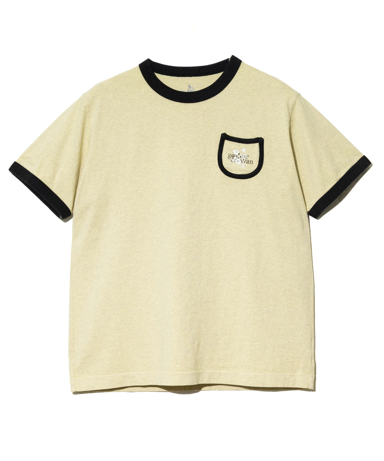 go slow caravan(ゴースローキャラバン) |メランジェ G/D リンガー PKT TEE お花刺繍 (MENS)