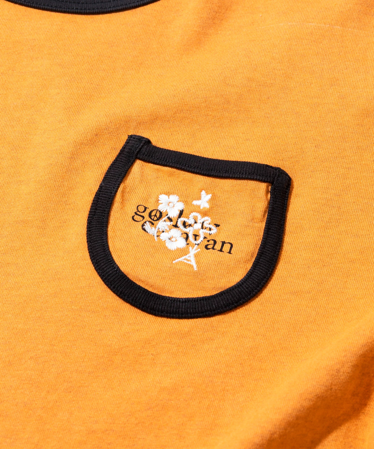 go slow caravan(ゴースローキャラバン) |メランジェ G/D リンガー PKT TEE お花刺繍 (MENS)