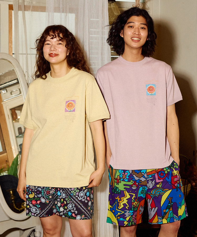 go slow caravan(ゴースローキャラバン) |メランジェ G/D リンガー TEE FLOWERCAT (MENS/WOMENS)
