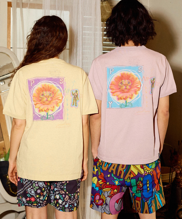 go slow caravan(ゴースローキャラバン) |メランジェ G/D リンガー TEE FLOWERCAT (MENS/WOMENS)