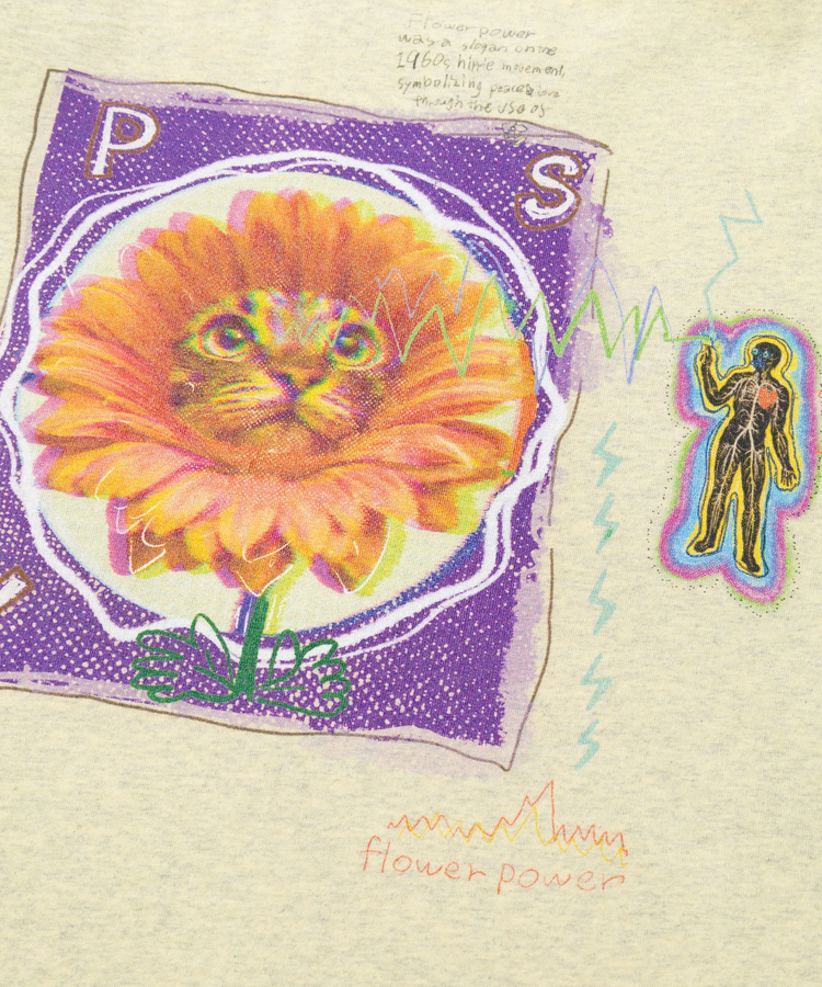 go slow caravan(ゴースローキャラバン) |メランジェ G/D リンガー TEE FLOWERCAT (MENS/WOMENS)