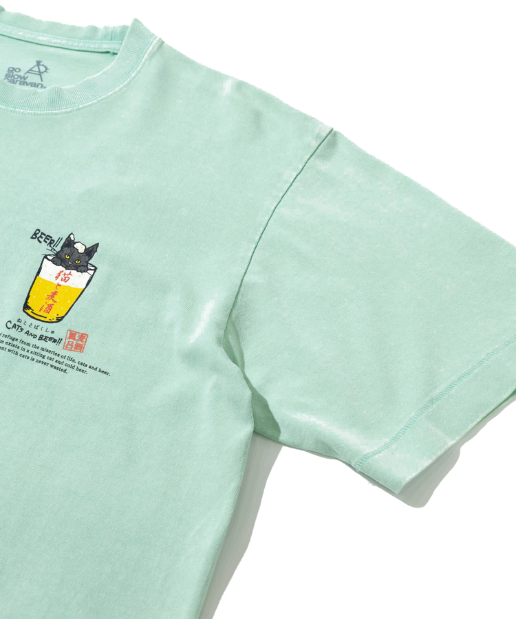 go slow caravan(ゴースローキャラバン) |RAY綿 G/D 猫と麦酒 TEE 麦酒風呂 (MENS/WOMENS)