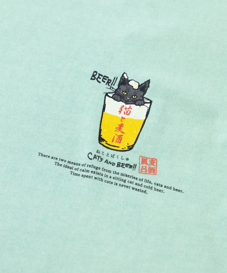 go slow caravan(ゴースローキャラバン) |RAY綿 G/D 猫と麦酒 TEE 麦酒風呂 (MENS/WOMENS)