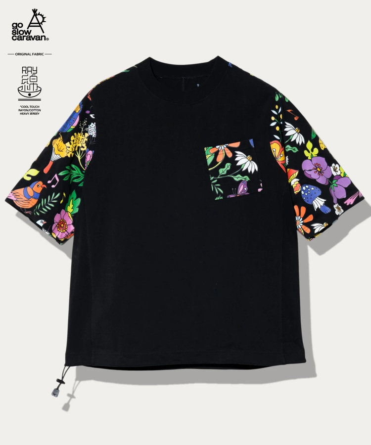 go slow caravan(ゴースローキャラバン) |RAY綿 アクティブパターン切替ハッピーフラワー PKT TEE (MENS)
