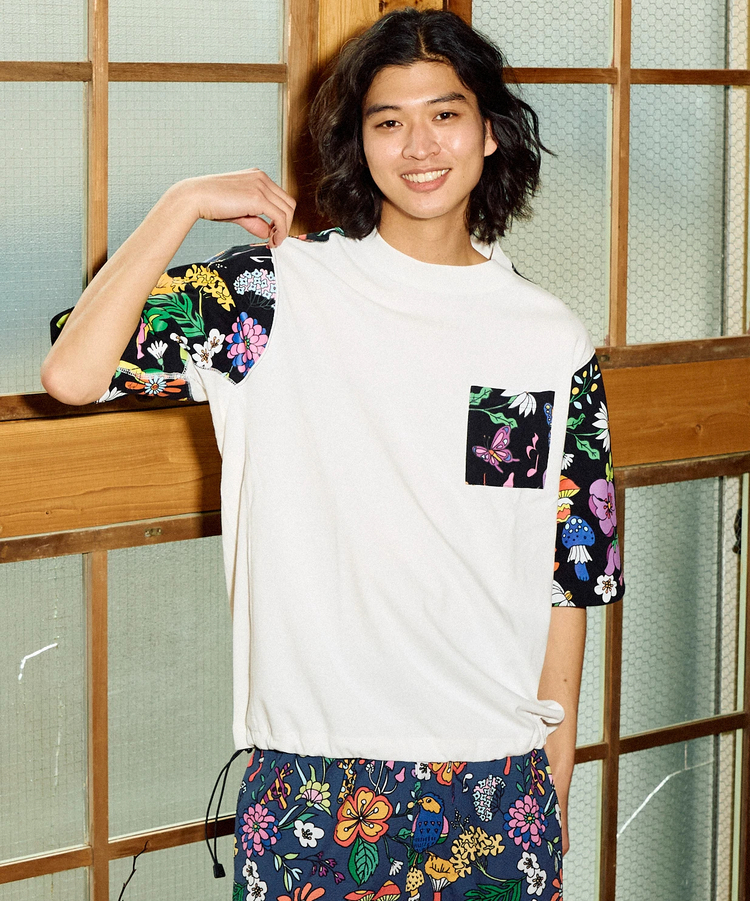 go slow caravan(ゴースローキャラバン) |RAY綿 アクティブパターン切替ハッピーフラワー PKT TEE (MENS)