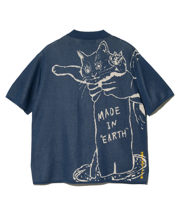 go slow caravan(ゴースローキャラバン) |JQニット ドライタッチシャツ 地球からつれてこられた猫 (MENS)