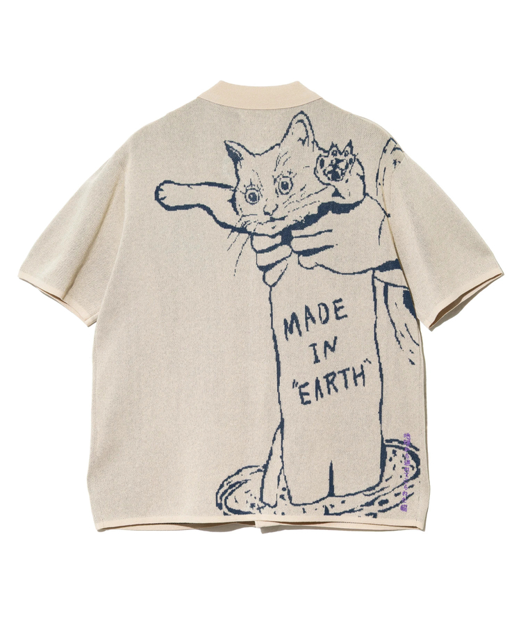 go slow caravan(ゴースローキャラバン) |JQニット ドライタッチシャツ 地球からつれてこられた猫 (MENS)