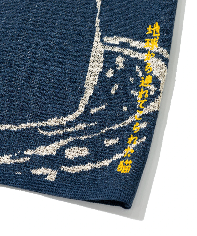 go slow caravan(ゴースローキャラバン) |JQニット ドライタッチシャツ 地球からつれてこられた猫 (MENS)