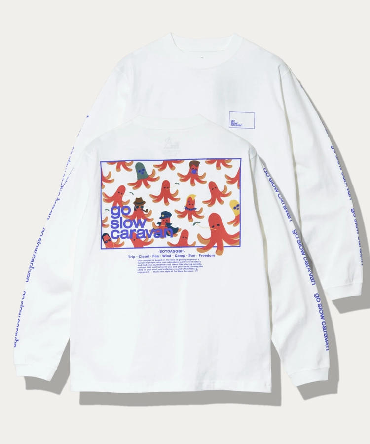 go slow caravan(ゴースローキャラバン) |USA/C スクエアLOGOバックプリント ロングスリーブTEE (MENS)