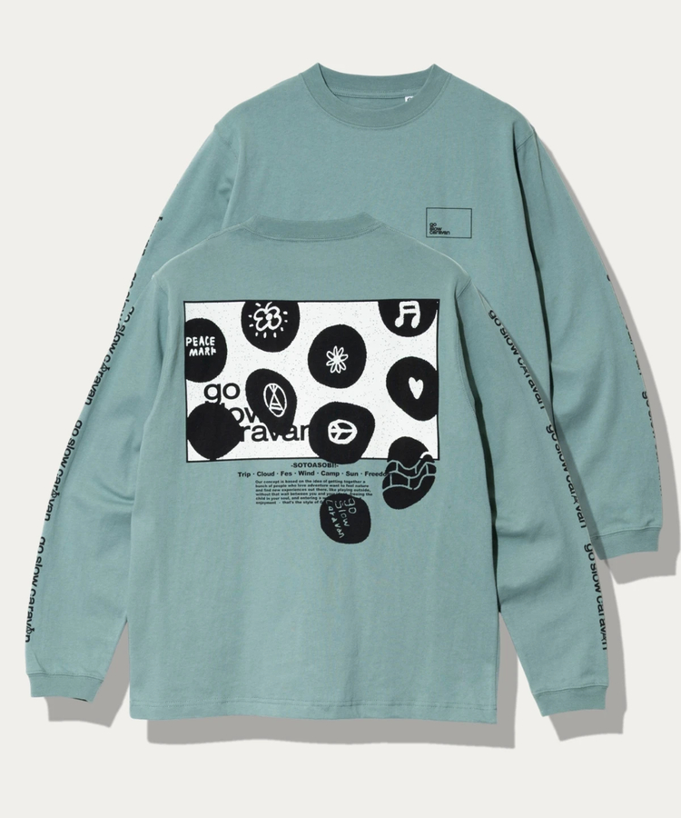 go slow caravan(ゴースローキャラバン) |USA/C スクエアLOGOバックプリント ロングスリーブTEE (MENS)