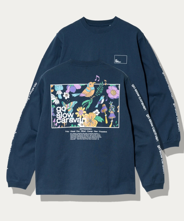 go slow caravan(ゴースローキャラバン) |USA/C スクエアLOGOバックプリント ロングスリーブTEE (MENS)